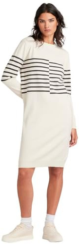 G-STAR Para Mujer Vestido Broken Stripe Knitted, Beige (Antique White D24515-D563-G286), S