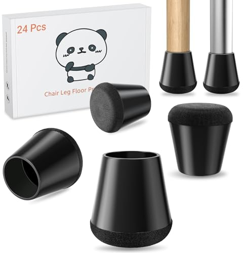 Meldel 24 Stück Stuhlbeinkappen Extra klein - Schwarz Silikon Schutzkappen Für Stuhlbeine - Mit verschleißfestem Filzkissen Beseitigen Sie Geräusche und Anti-Kratzer (Rund 15mm-20mm)