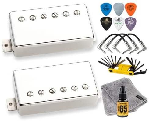 Seymour Duncan Seth Lover P.A.F. Vintage Output SH-55 E-Gitarre Humbucker Set, Nickel Tonebird Multi-Tool, Dunlop Picks, Polish, Patch Cable Bundle for Jazz, Blues, Classic-Rock, 11108-20-NC