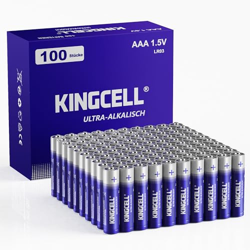 KINGCELL AAA Batteries 100 Pack, Alkaline Triple AAA Batteries High-Performance AAA Battery with Ultra Long-Lasting Power for Household Device