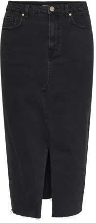 Pieces Gonna in Jeans Femminile PCJESSIE, Nero, Large
