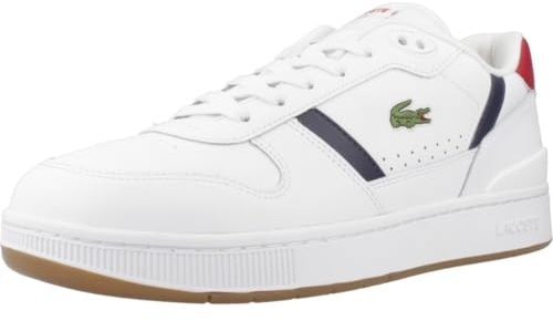 Lacoste Herren Low Sneaker T-Clip Set Weiß Leder Textil Mix, Farbauswahl:Weiss-Kombi, 9999-englisch-eu-mapping:44