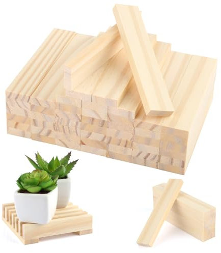 40 Stück Holzklötzchen zum Basteln, 10.5 x 2.1 x 0.7cm Bastelholz, Bastelklötzchen Kinder, Vielseitige Bastelholz Klötzchen, Holzklötze Holzleisten für Bauklötze, DIY Projekte