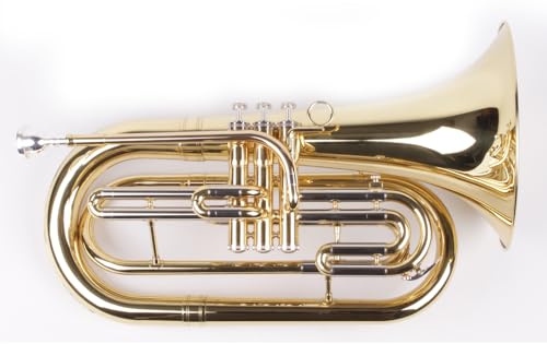 Karl Glaser Marching Bariton in Bb, Basstrompete, Goldmessing Mundrohr Edelstahl Ventile
