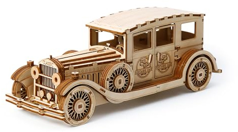 Cuteefun 3D Holz Puzzle, Auto Holzmodellbausatz, Machen Sie Ihr Eigenes Holzhandwerk Kit, für Erwachsene und Jugendliche zu Bauen, Ideal für Geburtstag Weihnachten Vatertag (Oldtimer)