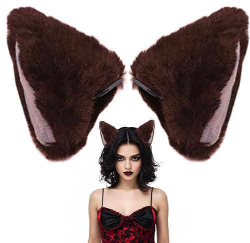 1 Paire D'épingles à Cheveux Avec Oreilles de Chat Barrettes de Halloween pour Femme Pinces à Cheveux en Peluche Pour Déguisement Accessoires Pour Cosplay Fête de Mascarade de Photographie (Marron)