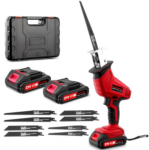 wowspeed Sega a Gattuccio, Seghetto Elettrico a velocità Variabile da 0-4000 U/min, Sega Elettrica per Legno a Batteria da 21V, Seghetto Alternativo per Metalli, PVC con 2 Batterie e 8 Lame