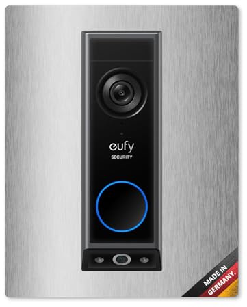 iSecur Mascherina adatta per campanello video Eufy in acciaio inox I Video Doorbell I Targhetta I 140 x 175 mm I piastra per porta campanello I az213