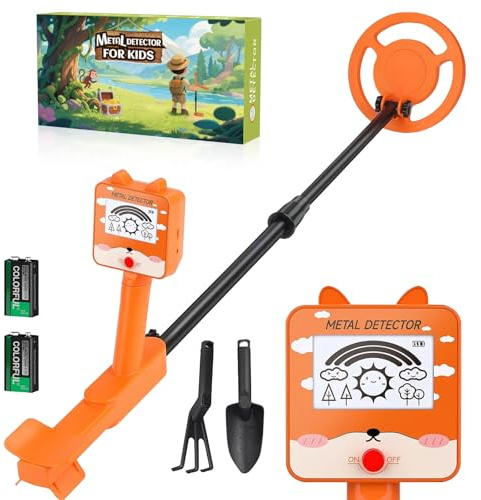 Détecteur de métaux pour enfants, étanche IP68 de 3 à 12 ans, kit de détecteur de métaux avec écran LCD, réglage automatique de la sensibilité, bobine de recherche de 16 cm, léger, cadeau pour garçons