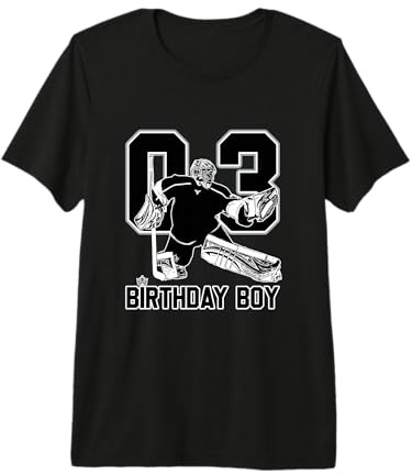 No. 3 Portero de Hockey sobre Hielo Feliz 3er cumpleaños niño Camiseta Premium
