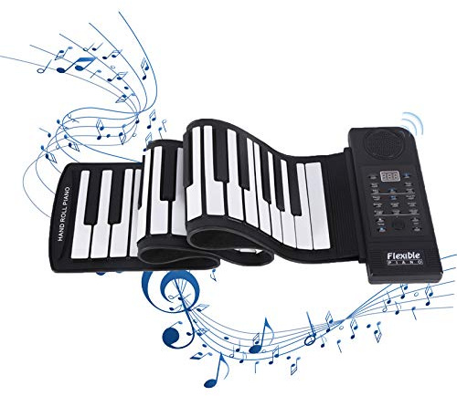 Roll Up Piano, Instrument de musique numérique pliable et pliable pour piano électrique portable 61 touches, pour enfants, adultes, pratique musicale de divertissement à domicile