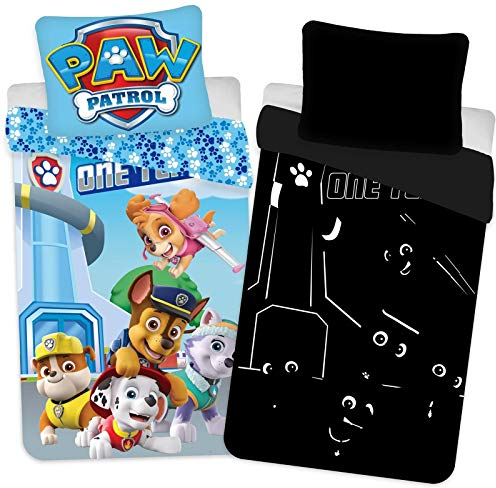 BrandMac ApS Paw Patrol Baby Bettwäsche 100x135 cm Baumwolle leuchtet im Dunkeln