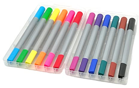 MIJOMA Set med 12 stycken penselpennor med dubbla spetsar penselpennor filtpenna konst märkpenna fineliner pens, skissa, måla med flexibel spets, snabbtorkande (pennor med färgade lockar)