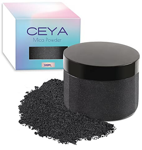 Ceya Glimmerpulver, 150g Schwarzer Perlglanz-Effekt, Farbstoff-Pigmentpulver für Epoxidharz, Becher, Schleim-Badekugel, Seifenfarbe, Schleim, Kerzenherstellung, Harzhandwerk, Farbe, Schmuck, Nagellack