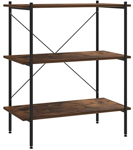 vidaXL Hyllenhet med 3 hyllplan svart och mörkt trä 80x40x92 cm, lagerhylla, garagehylla, fristående hylla, lagerhyllor, garagehyllor