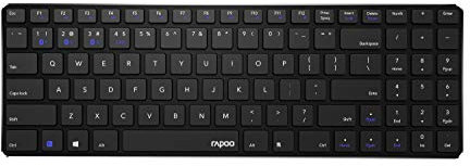 Rapoo | Teclado inalámbrico con QWERTY portugués (con tecnología multimodo Bluetooth y 2.4GHZ, Teclado Ultrafino de 4,9mm) Negro
