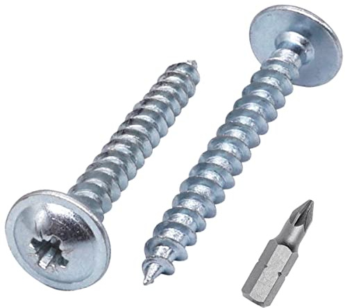 SKIR'CO (200 st) Zinkpläterat stål 5,0 x 40 mm silverträskruvar, metallskruvar, våffelhuvud, Pozidriv, självgängande