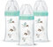 Dodie Lot de 3 Biberons Anti-Colique Initiation+ en verre, 270mL,0-6 Mois, tétine Ronde, Débit 2