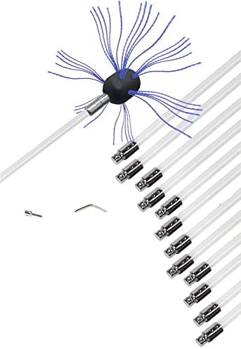 Chimney Brush-Electric Drill Drive Kits D'outils De Nettoyage Avec Tiges Flexibles En Nylon 6/8/10/12 Cheminée Poêle À Granulés Outils Kit De Brosse De Ramonage De Cheminée Kit de nettoyage de cheminé