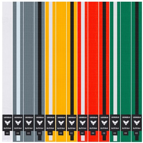 Elite Sports Kids Brazilian Jiu Jitsu Belts Preshurunk Martial Arts Youth BJJ Belts for Girls & Boys with BJJ Ranking Stripes