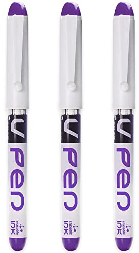 PILOT V PEN - Erasable Disposable Fountain Pen - 0.6mm Nib Tip - Medium Line - Pack of 3 - Violet Ink