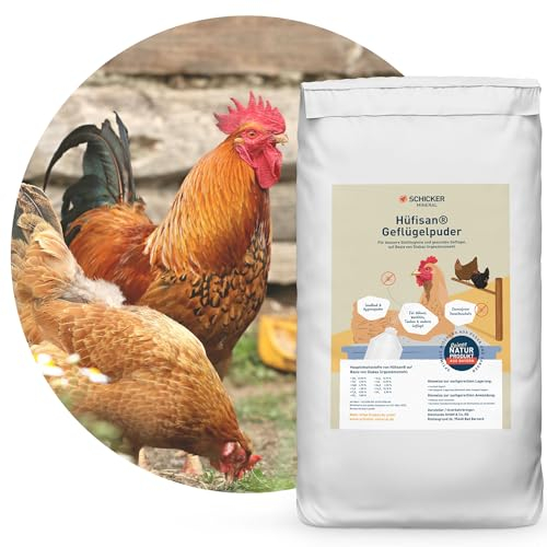 Schicker Mineral Hüfisan Geflügelpuder 25 kg, Puder aus feinstem Diabas Urgesteinsmehl bekämpft natürlich Milben & Schädlinge, für Stall & Gehege, für Hühner, Wachteln, Enten, o.Ä.