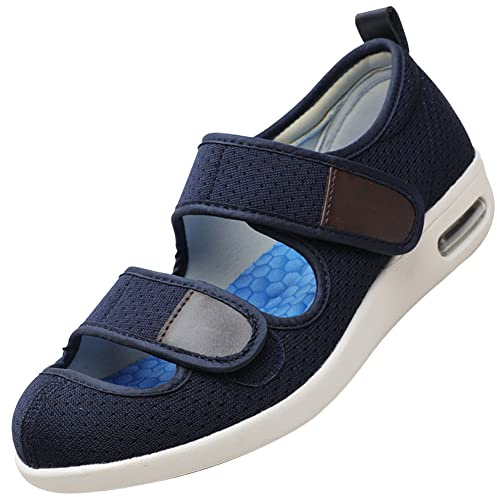 Chaussure Orthopedique Femme Chaussures de mère Sandales Chaussures diabétiques à pantoufle extra large Pantoufles Extra Larges Pieds Gonflés,Bleu,42 EU