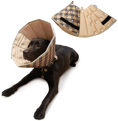 NobleGuard Halskrause Hund - Leckschutz für Verschiedene Rassen - Robust, Atmungsaktiv, Leicht zu Reinigen - Ideal zum Schutz nach Operationen - Verstellbarer Halskragen - Schutzkragen | XL