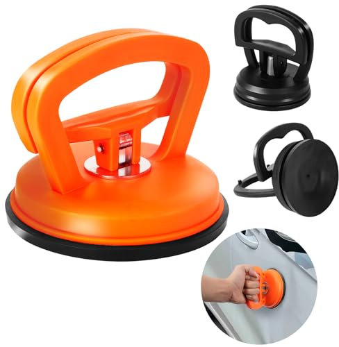 HRUIKI Ventosa para Coche Abolladuras, 3 Piezas Extractor de Abolladuras de Coche Herramientas de Kit, Reparación de Abolladuras de Coche para Vidrio, Pantalla y Azulejos (Un Naranja+Dos Negros)