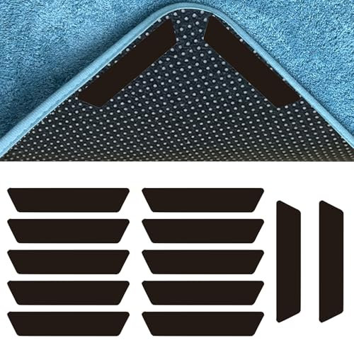 12 Pcs Rug Gripper for Laminate Floor Anti-Slip Rug Sticker Strip Pattern Washable Resuable Carpet Stickers