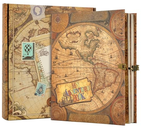 My Adventure Book - Album fotografico da viaggio in stile retrò, con copertina goffrata, diario di viaggio per coppie, album dei ricordi per anniversario, matrimonio, Natale, San Valentino, ecc