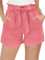 JFAN Short d'Été Femme Taille Haute Élastique Bermudas Shorts avec Poches Short de Survêtement Léger Casual Jogging Rose XL