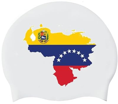 Swimming Cap Unisex Adult Swim Cap Personality Venezuela Map Flag Pattern for Men Women Youths Soft Silicone Swimming Hat for Long and Short Hair Venezuela One Size