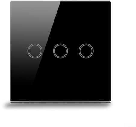 Jonikuper 3 Gang Touch Light Switch Dimmer, for LED Incandescent Bulbs Single Wire Installation Glass Panel, Adjustable Brightness 110-240V(black)