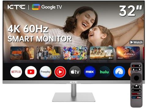 Smart Monitor 32 Pulgadas con Smart Sistema TV | UHD 4K@60Hz | Bluetooth, WiFi, Speaker, KVM | Voice Remote | HDR10 | HDMI 2.1, DP 1.4, PD 65W USB C (DP), USB-A x 4