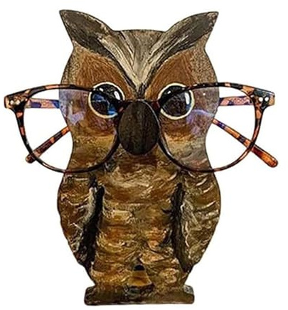 WAZUBC Supporto per Occhiali in Legno a Forma di Animale, Creativo e Originale Espositore per Occhiali da Sole per Casa, Ufficio, Scrivania, Decorazione (gufo)