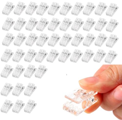JuxLux 50 Pack String Lights Clips Clamps Small Clear Clips Christmas Light Holder for Outdoor String LED Patio Lights Canopy Lights Fairy Lights RV Awning Paper Document Photo Gift Card Holder