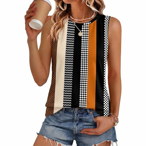 Débardeur d'été sans manches pour femme - Col rond - Coupe ample - Haut basique - S-2XL