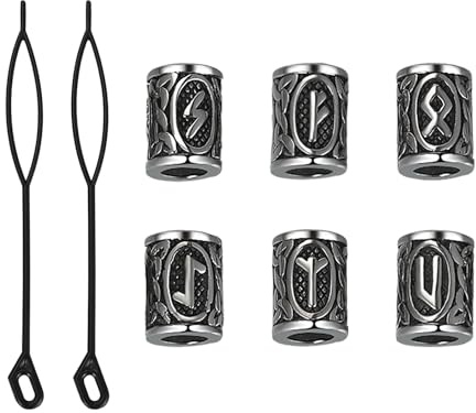 Cupimatch viking skäggpärlor hårpärlor set: 6 stycken hår- och skäggsmycken med hårtrådar gör-det-själv dreadlock smycken viking pärlor smycken för flätor och skägg för kvinnor män