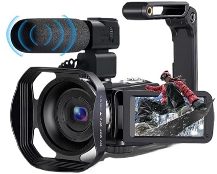 BJdfgE Cámara Digital 4K for fotografía, cámara compacta de vlogueo 48 MP, Pantalla táctil giratoria 3 Pulgadas, abatible 270° con Flash(AC-254-KM Upgraded)