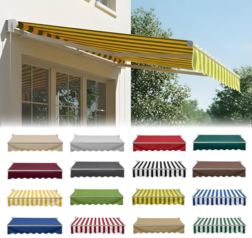 Techo de Repuesto para Toldo Terraza, 380g/m² Lona Recambio Protección Solar Toldo Retráctil, 200-600cm, Cubierta Superior Parasol Impermeable para Jardín, Balcón, Mercado