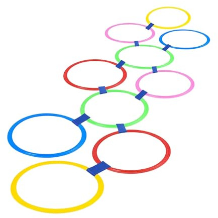 10 Pièces Jeu d'anneaux de Marelle, Jeu de Cerceaux d'agilité pour Enfants avec Sac de Lancer et Cerceaux Ronds Résistants, d'agilité Multicolores, pour Jouer dans Le Jardin, sur Ou Lors D, 38cm