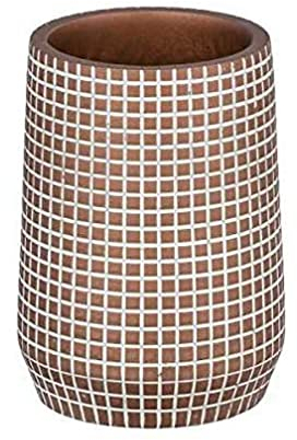 Wenko Bicchiere portaspazzolino Ohrid bronzo, Portaspazzolino per spazzolini e dentifricio, Poliresina, 7 x 10 x 7 cm, Bronzo