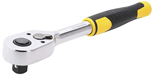 STANLEY 1/2 High Perfomance Umschaltknarre STMT82665-0 (mit 72 Zähnen, niedriger Umschalthebel, mit Bi-Material Handgriff für Kontrolle und Komfort), Schwarz/Gelb, 1/2 Zoll