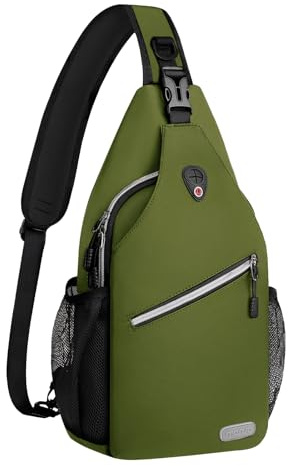 MOSISO Sling Backpack, Multipurpose Crossbody Shoulder Bag Travel Hiking Daypack, Army Green, Medium