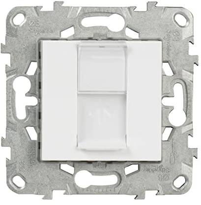 SCHNEIDER - Toma RJ45 Cat6 Blindada Blanca - Unica Déco - Conexión de Red 1 Gbit/s, Normas ISO/IEC 11801, IP20, IK03, Instalación Empotrada, para Oficinas y Hogares Conectados, Integración Discreta