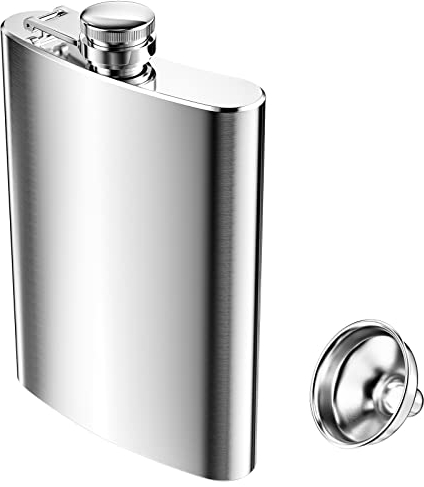 Avesteir Petacas de Alcohol de Acero Inoxidable 220 ml /8 oz, Whisky Hip Flask Portátil con Embudo, Frasco de Cadera Prueba de Fugas para Senderismo, Viajes, Escalada, Camping, Barbacoa, Fiesta