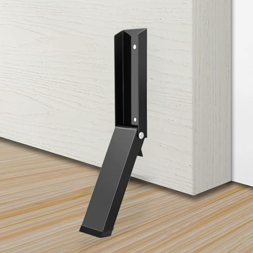 Tope Puerta,Topes Para Puertas Suelo,Tope de Puerta Accionado Con El Pie Con Cabezal de Goma Antideslizante,Regulable En Altura Topes Puertas,Para Puertas de Garaje,Oficinas,Viviendas(Negro)