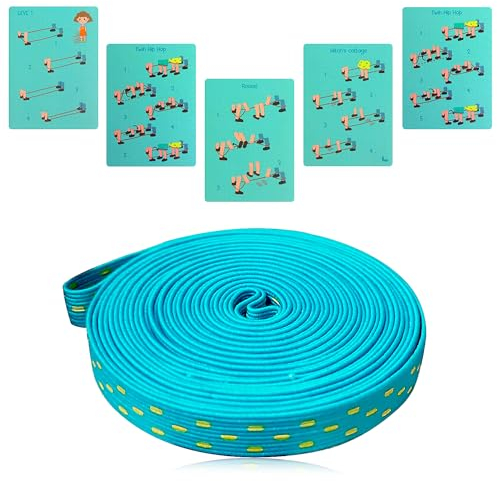 Hüpfgummi Gummitwist Kinder für Mädchen Jungs mit Anleitung Kinderspiele für Einschulung Schulanfang Geschenke Indoor und Outdoor Spielzeug Gartenspielzeug (Blau)