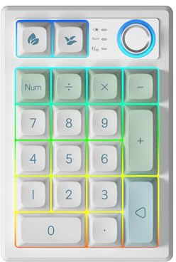 TISHLED Gasket Creamy Mechanical Numpad Programmable Macro Keypad Wireless 2.4G/Bluetooth 5.0/Wired USB-C RGB Backlit Hot Swappable Number Pad Rechargeable Numeric Keyboard Metal Knob for Win/Mac